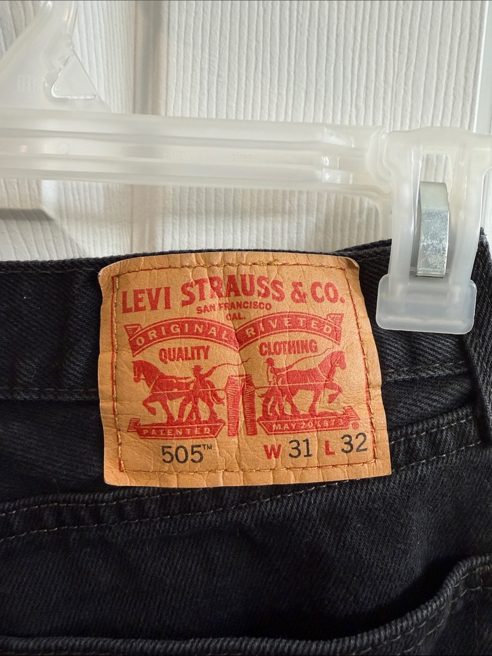 Levi's Black 505 Men's Straight Jeans with Leather Patch